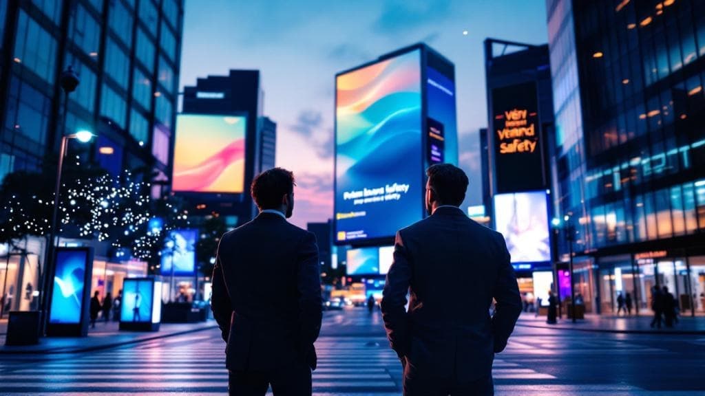 DOOH screens in a retail environment showing real-time campaigns